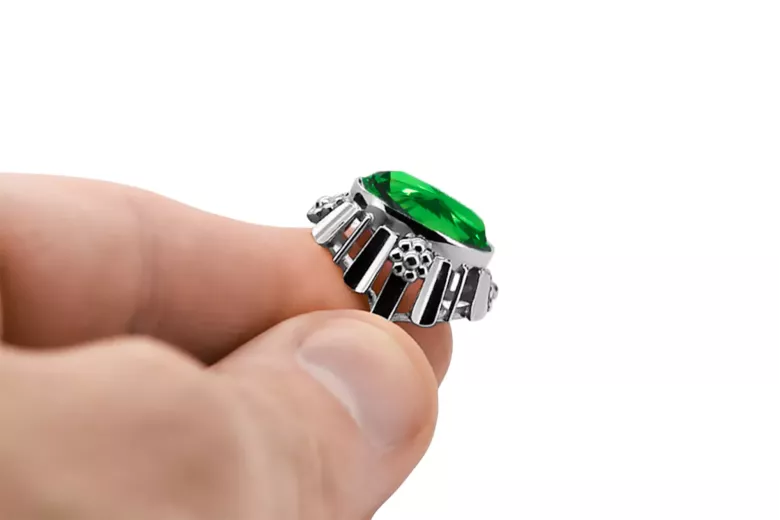 Ring Vintage Emerald Sterling silver 925 vrc043s